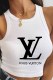 White Fashion Sexy Print Letter O Neck Tops