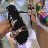 Transparent Color Fashion Casual Patchwork Rhinestone Round Comfortable Out Door Shoes