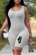 Grey Fashion Street Print Letter U Neck Rompers