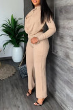 White Casual Work Solid Patchwork Buttons O Neck Long Sleeve Two Pieces