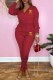 Red Fashion Casual Print Patchwork Letter V Neck Jumpsuits