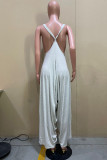 Grey Sexy Casual Solid Backless Spaghetti Strap Harlan Jumpsuits (Without Tube Top)