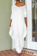 White Casual Solid Patchwork Backless V Neck Loose Jumpsuits