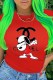 Red Fashion Street Print Letter O Neck T-Shirts