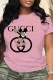 Pink Fashion Street Character Letter O Neck T-Shirts