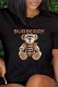 Black Fashion Casual Print Letter O Neck T-Shirts