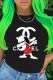 Black Fashion Street Print Letter O Neck T-Shirts
