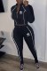 Black Fashion Casual Print Patchwork Zipper Collar Long Sleeve Two Pieces