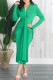 Green Fashion Casual Solid Patchwork V Neck Long Sleeve Dresses