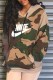 Camouflage Fashion Casual Camouflage Print Letter Hooded Collar Tops