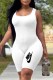 White Fashion Street Print Letter U Neck Rompers