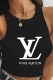 Black Fashion Sexy Print Letter O Neck Tops
