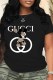 Black Fashion Street Character Letter O Neck T-Shirts