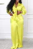 Pink Sexy Solid Patchwork Knotted Turndown Collar Long Sleeve Two Pieces