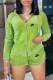 Green Yellow Fashion Casual Letter Patchwork Hooded Collar Long Sleeve Two Pieces
