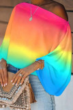 Colour Fashion Casual Print Patchwork Off the Shoulder Tops