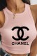 Light Pink Fashion Street Print Letter O Neck Tops