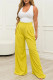 Yellow Fashion Casual Solid Patchwork U Neck Sleeveless Two Pieces