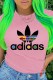 Pink Fashion Street Print Letter O Neck T-Shirts