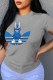Grey Fashion Street Print Patchwork O Neck T-Shirts