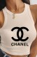 Cream White Fashion Street Print Letter O Neck Tops