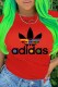 Red Fashion Street Print Letter O Neck T-Shirts