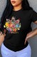 Black Fashion Street Print Patchwork O Neck T-Shirts