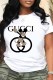 White Fashion Street Character Letter O Neck T-Shirts