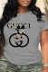 Grey Fashion Street Character Letter O Neck T-Shirts