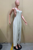 Grey Sexy Casual Solid Backless Spaghetti Strap Harlan Jumpsuits (Without Tube Top)