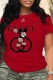 Red Fashion Street Character Letter O Neck T-Shirts