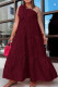 Burgundy Sexy Casual Solid Bandage Backless Oblique Collar Sleeveless Dress