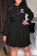 Black Fashion Casual Print Patchwork Turndown Collar Shirt Dress Dresses
