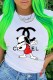 White Fashion Street Print Letter O Neck T-Shirts