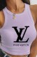 Light Purple Fashion Sexy Print Letter O Neck Tops
