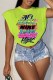Green Fashion Casual Print Letter O Neck T-Shirts