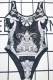 Black Fashion Sexy Print Backless Swimwears