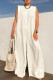 White Fashion Casual Solid Patchwork O Neck Regular Jumpsuits
