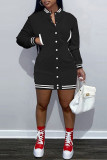 Pink Fashion Casual Solid Patchwork O Neck Long Sleeve Dresses
