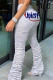 White Grey Fashion Casual Letter Print Fold Skinny High Waist Pencil Positioning Print Bottoms