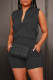 Black Fashion Casual Solid Patchwork Zipper Collar Sleeveless Two Pieces