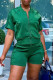 Green Fashion Casual Solid Patchwork Zipper Collar Short Sleeve Two Pieces