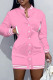 Pink Fashion Casual Solid Patchwork O Neck Long Sleeve Dresses