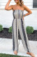 Black Sexy Casual Print Backless Strapless Regular Jumpsuits