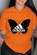 Orange Street Fashion Print Letter O Neck T-Shirts