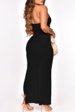Yellow Fashion Sexy Solid Hollowed Out Slit One Shoulder Sleeveless Dress