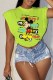 Green Fashion Street Character Letter O Neck T-Shirts