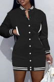 Pink Fashion Casual Solid Patchwork O Neck Long Sleeve Dresses