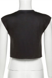 Black Fashion Casual Print Tassel Patchwork O Neck T-Shirts