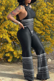 Grey Fashion Casual Print Patchwork Backless Asymmetrical Halter Sleeveless Two Pieces